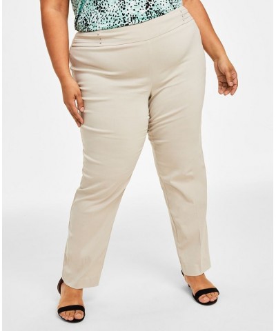 Plus Size Tummy Control Pull-On Slim-Leg Pants Stonewall $16.22 Pants