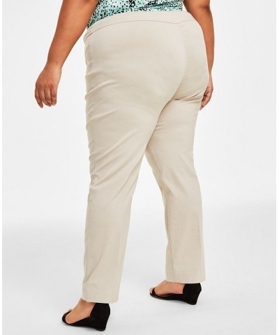 Plus Size Tummy Control Pull-On Slim-Leg Pants Stonewall $16.22 Pants