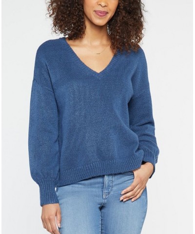 Women's V-Neck Sweater Blue $46.87 Sweaters