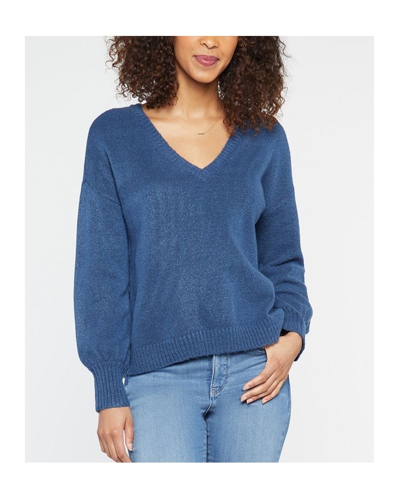 Women's V-Neck Sweater Blue $46.87 Sweaters