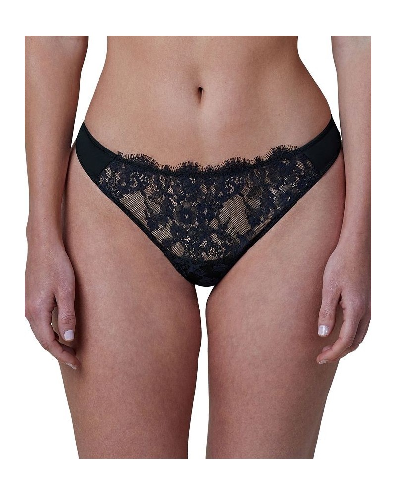 Women's Entice Eyelash Lace Trim Thong 371143 Black/midnight $13.69 Panty
