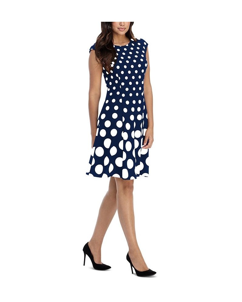 Women's Printed Fit & Flare Dress Azure $48.38 Dresses