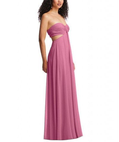 Women's Strapless Waist-Cutout Gown Orchid Pink $88.97 Dresses