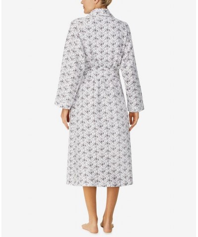 Women's Long Wrap Robe Gray Floral $37.95 Sleepwear