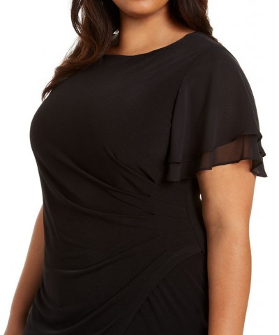 Plus Size Flutter-Sleeve Side-Ruched Dress Black $41.42 Dresses