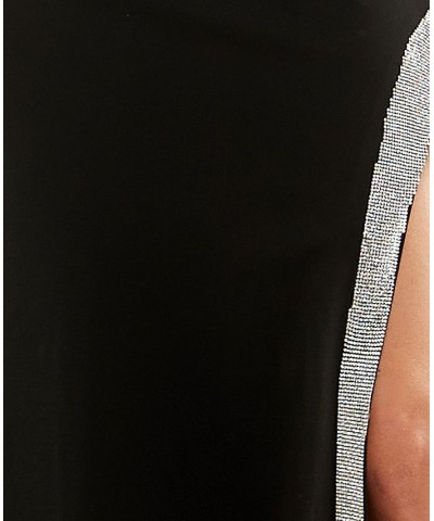 Juniors' One-Shoulder Rhinestone-Trimmed Gown Black $41.59 Dresses