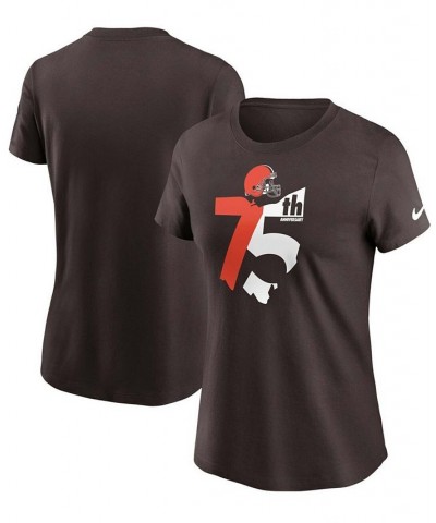 Women's Brown Cleveland Browns 75th Anniversary State T-shirt Brown $19.20 Tops