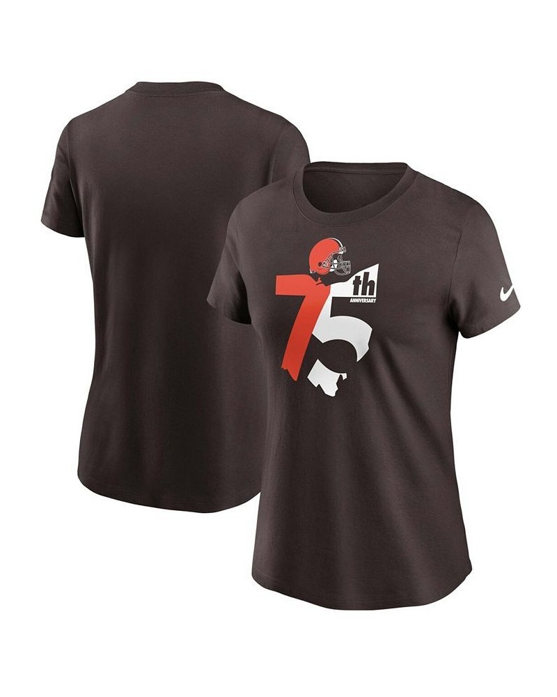 Women's Brown Cleveland Browns 75th Anniversary State T-shirt Brown $19.20 Tops