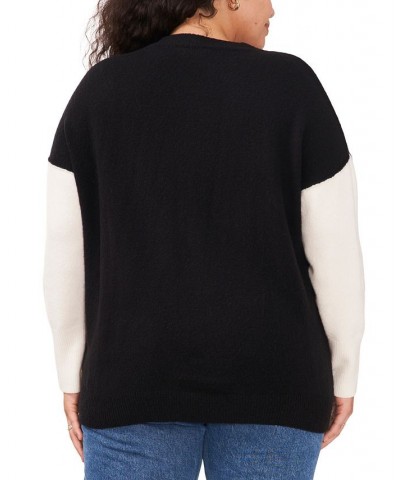 Plus Size Colorblocked Sweater Rich Black $31.57 Sweaters