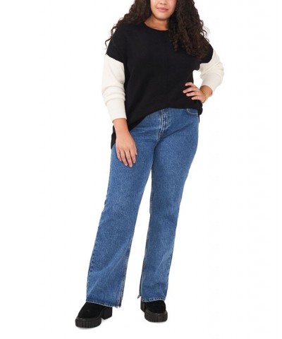 Plus Size Colorblocked Sweater Rich Black $31.57 Sweaters
