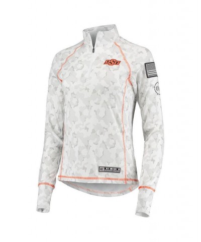 Women's White Oklahoma State Cowboys OHT Military-Inspired Appreciation Officer Arctic Camo 1/4-Zip Jacket White $22.55 Jackets