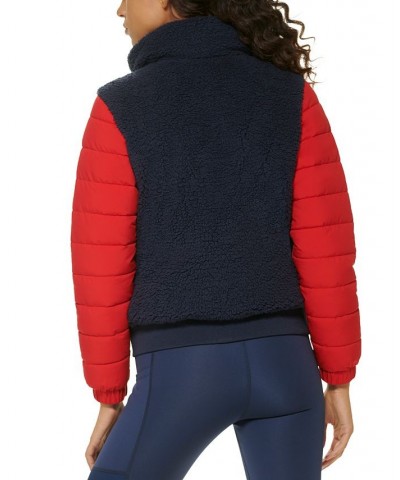 Women's Active Full-Zip Cropped Jacket Vest Navy/ Rich Red $42.38 Jackets