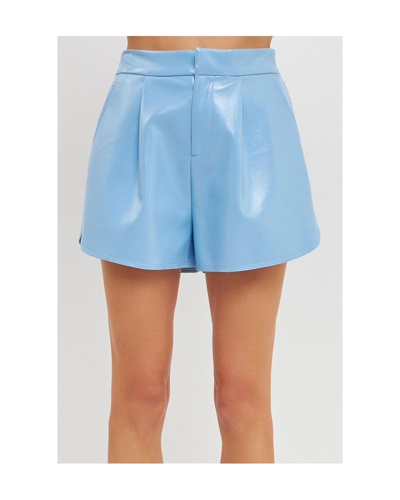 Women's High-Waisted Faux Leather Shorts Powder blue $44.00 Shorts
