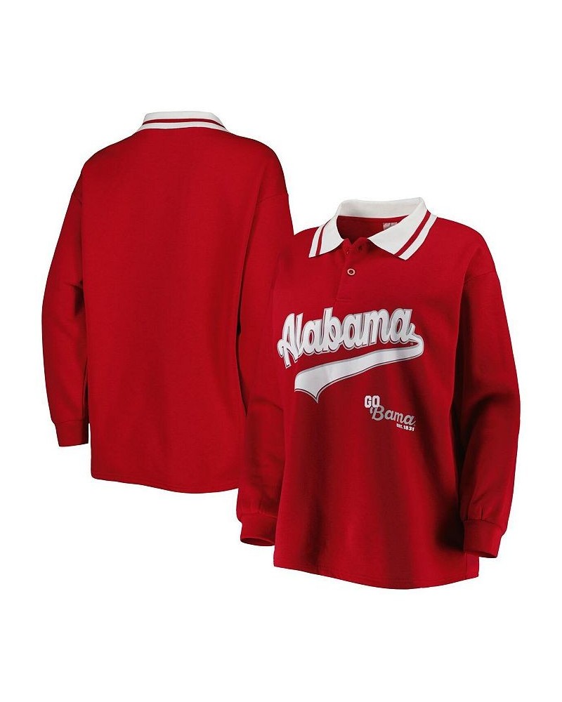 Women's Crimson Alabama Crimson Tide Happy Hour Long Sleeve Polo Shirt Crimson $29.90 Tops