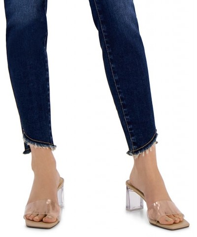 Women's Curvy Frayed-Hem Skinny Jeans Dark Indigo $18.68 Jeans