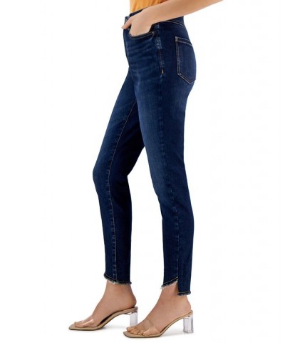 Women's Curvy Frayed-Hem Skinny Jeans Dark Indigo $18.68 Jeans
