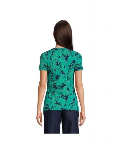 Women's Petite Cotton Rib Short Sleeve Crewneck T-shirt Glade green $17.61 Tops