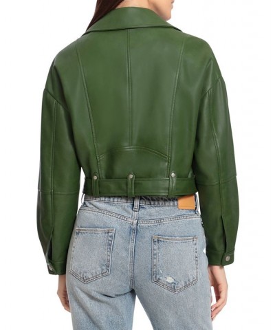 Women's Cropped Faux-Leather Moto Jacket Ivy $32.70 Jackets