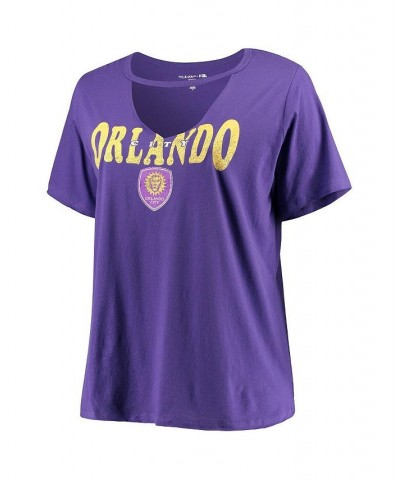 Women's 5th & Ocean by Purple Orlando City SC Plus Size Athletic Baby V-Neck T-shirt Purple $22.56 Tops