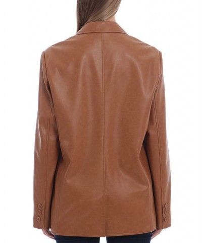 Women's Faux-Leather Blazer Cognac $42.83 Jackets