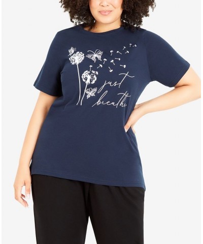 Plus Size Print Top Navy Just Breathe $30.68 Tops