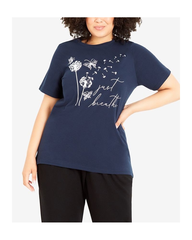 Plus Size Print Top Navy Just Breathe $30.68 Tops