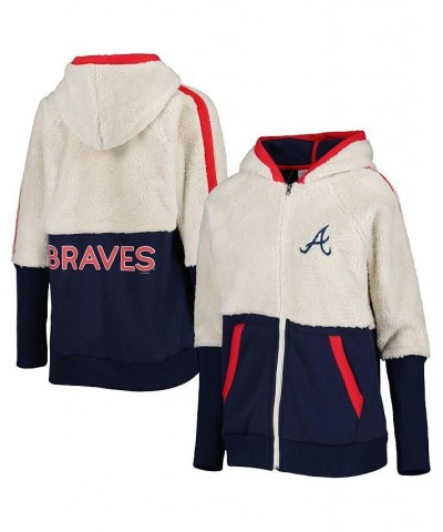 Women's Oatmeal Navy Atlanta Braves Shuffle It Raglan Full-Zip Hoodie Oatmeal, Navy $43.20 Sweatshirts