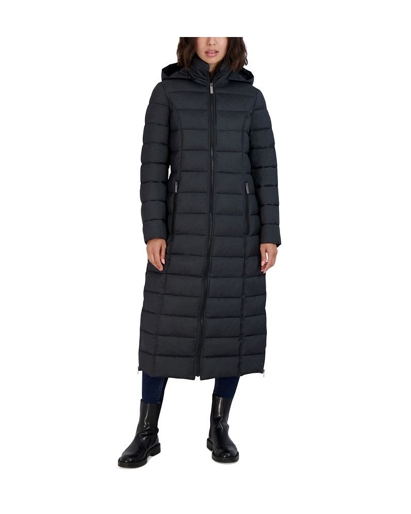 Women's Hooded Water-Resistant Maxi Puffer Coat Charcoal $64.20 Coats