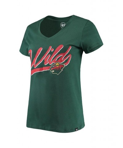 Women's Green Minnesota Wild Script Sweep Ultra Rival V-Neck T-shirt Green $20.16 Tops