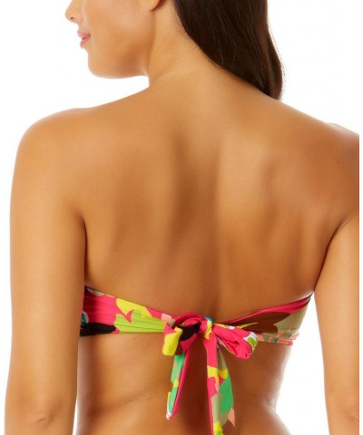 Women's Liz Twisted Bandeau Bikini Top Pink Multi Foral $40.70 Swimsuits