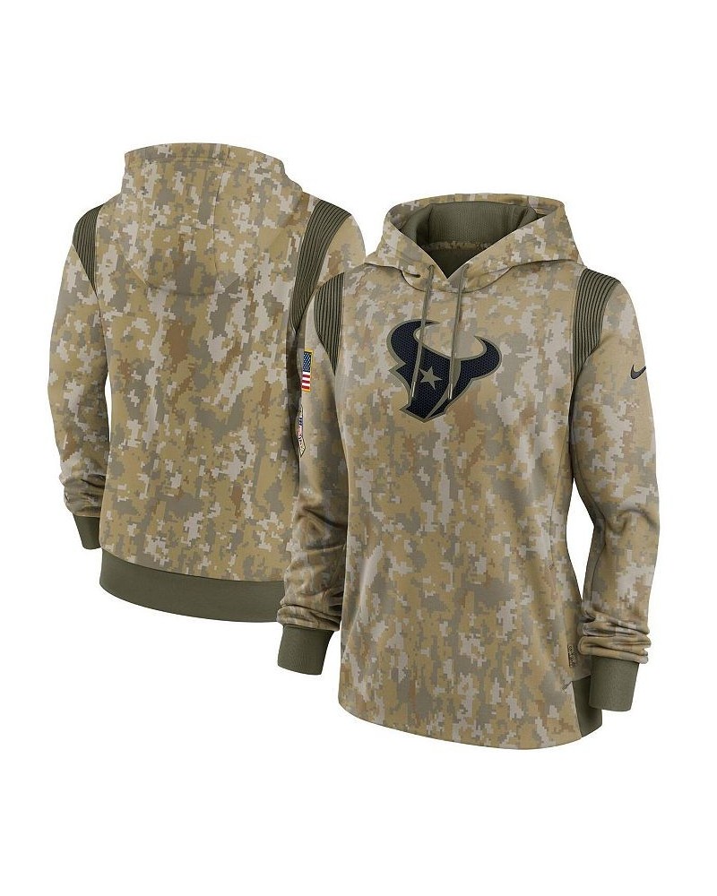 Women's Olive Houston Texans 2021 Salute To Service Therma Performance Pullover Hoodie Olive $38.25 Sweatshirts