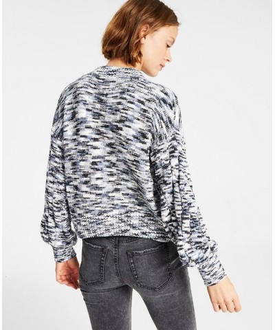 Juniors' Chenille Space-Dye Mock-Neck Sweater Blue $11.84 Sweaters