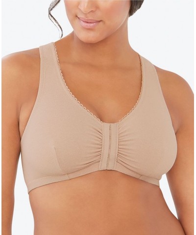 Women's Full Figure Plus Size Complete Comfort Wirefree Cotton T-Back Bra Tan/Beige $17.64 Bras