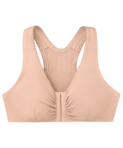 Women's Full Figure Plus Size Complete Comfort Wirefree Cotton T-Back Bra Tan/Beige $17.64 Bras