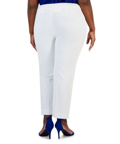 Plus Size Mid-Rise Straight-Leg Crepe Pants White $48.51 Pants