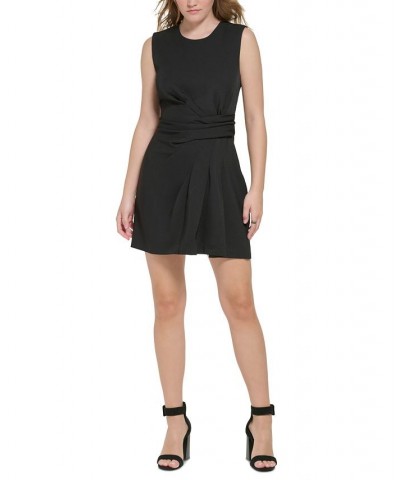 Women's X-Fit Asymmetric Pleated Sleeveless Sheath Dress Black $44.48 Dresses