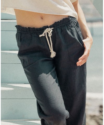 Juniors' Oceanside Wide-Leg Drawstring Pants Black $32.40 Pants