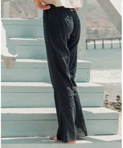 Juniors' Oceanside Wide-Leg Drawstring Pants Black $32.40 Pants