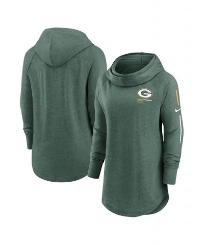 Women's Heathered Green Green Bay Packers Minimal Statement Raglan Funnel Neck Pullover Hoodie Green $40.49 Sweatshirts