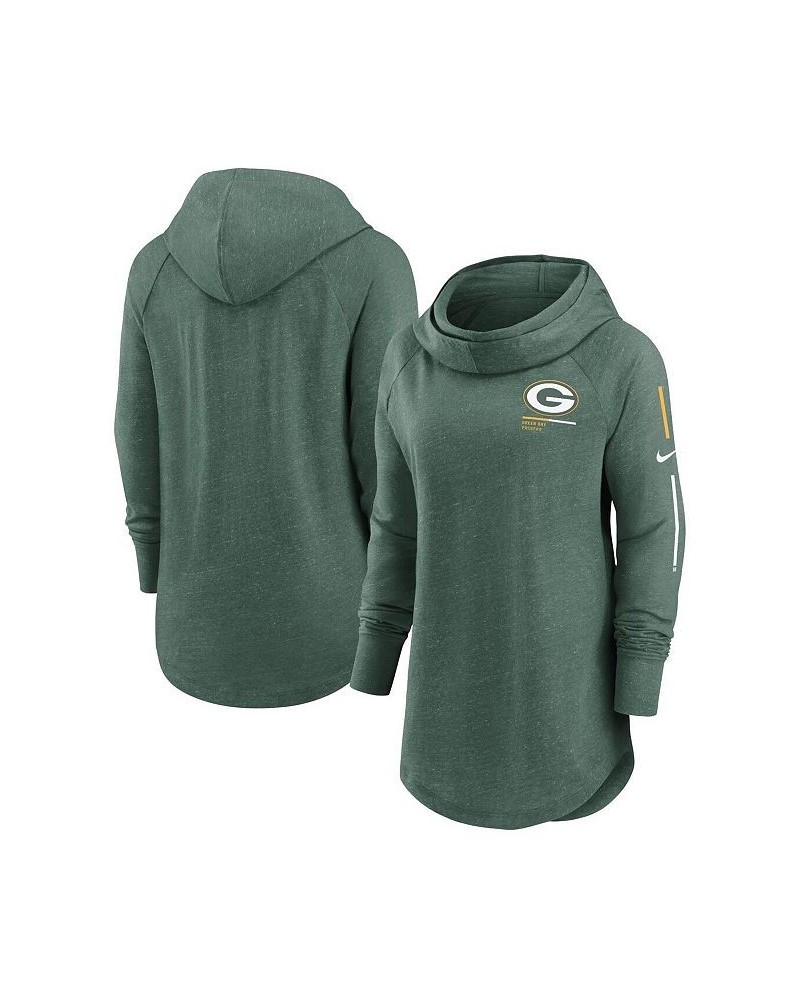 Women's Heathered Green Green Bay Packers Minimal Statement Raglan Funnel Neck Pullover Hoodie Green $40.49 Sweatshirts