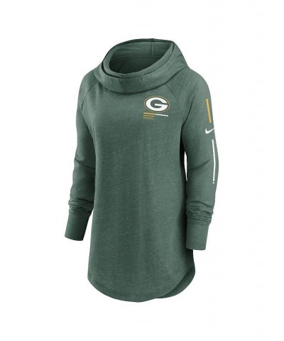 Women's Heathered Green Green Bay Packers Minimal Statement Raglan Funnel Neck Pullover Hoodie Green $40.49 Sweatshirts