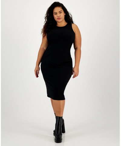 Plus Size Crewneck Knit Midi Dress Black $20.30 Dresses