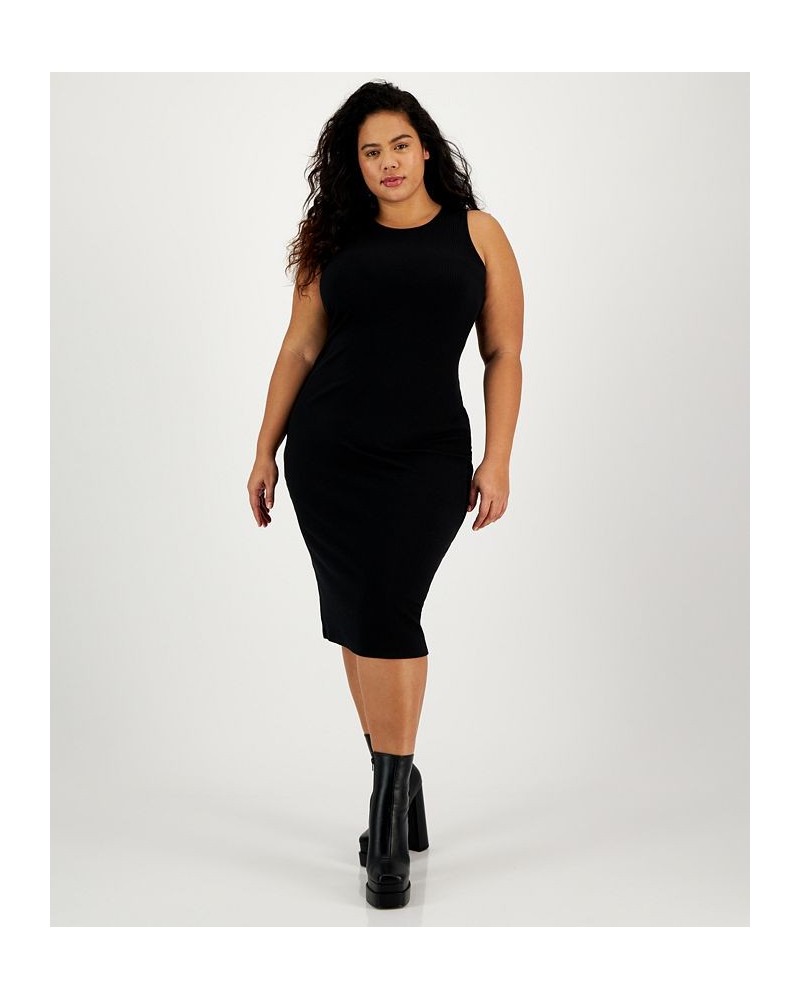 Plus Size Crewneck Knit Midi Dress Black $20.30 Dresses