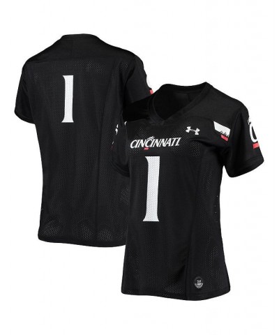 Women's 1 Black Cincinnati Bearcats Finished Replica Football Jersey Black $57.50 Jersey