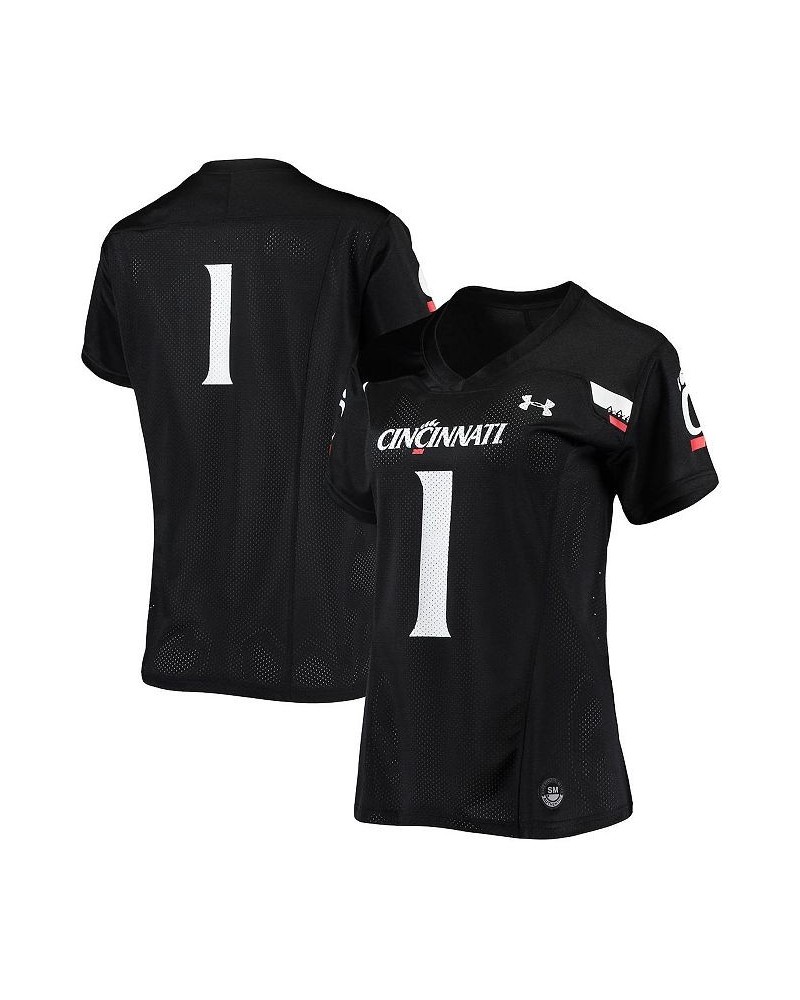 Women's 1 Black Cincinnati Bearcats Finished Replica Football Jersey Black $57.50 Jersey