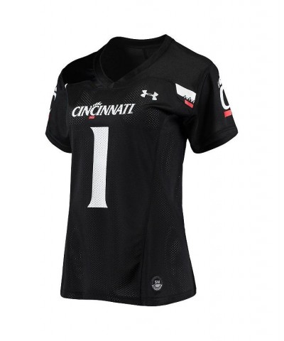 Women's 1 Black Cincinnati Bearcats Finished Replica Football Jersey Black $57.50 Jersey