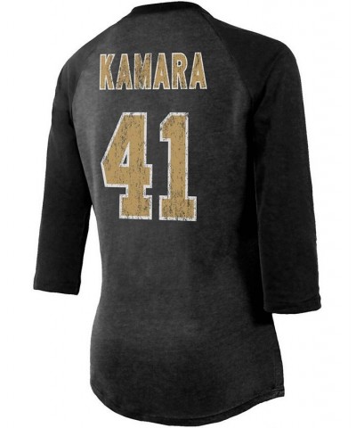 Women's Alvin Kamara Black New Orleans Saints Player Name Number Tri-Blend 3/4 Sleeve Raglan T-shirt Black $22.08 Tops