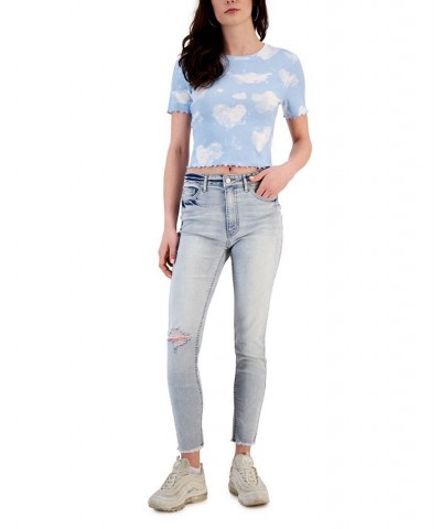 Women's Cut-Hem Mid-Rise Skinny Denim Jeans Light Wash $13.80 Jeans