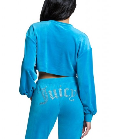 Women's Cropped Logo Sweatshirt Blue $31.70 Sweatshirts