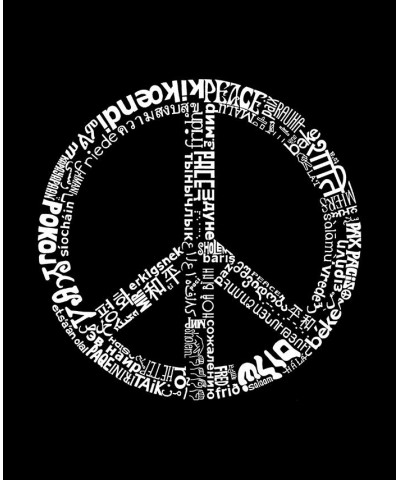 Women's Word Art Crewneck The Word Peace In 77 Languages Sweatshirt Black $26.49 Tops